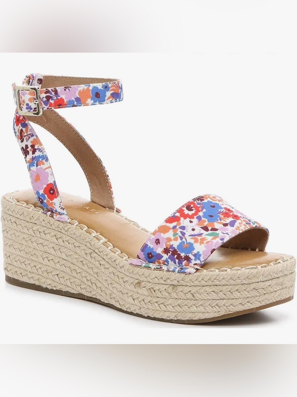Floral Wedge Sandals - Multicolor